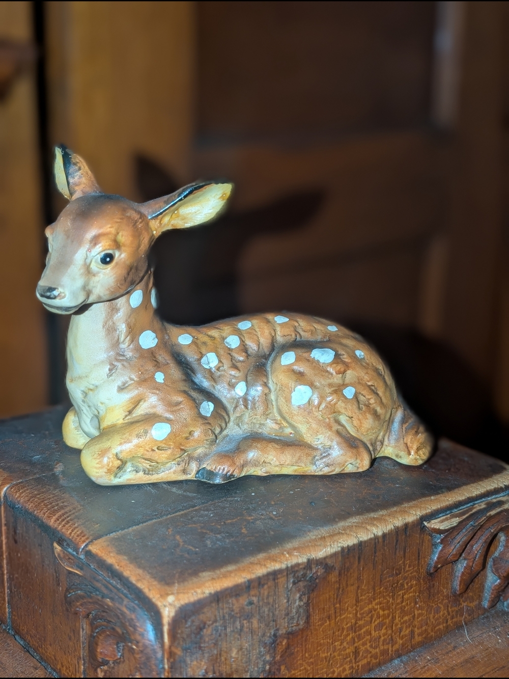 Brown Spotted Fawn Figurine - Home Art Decorative Sculpture